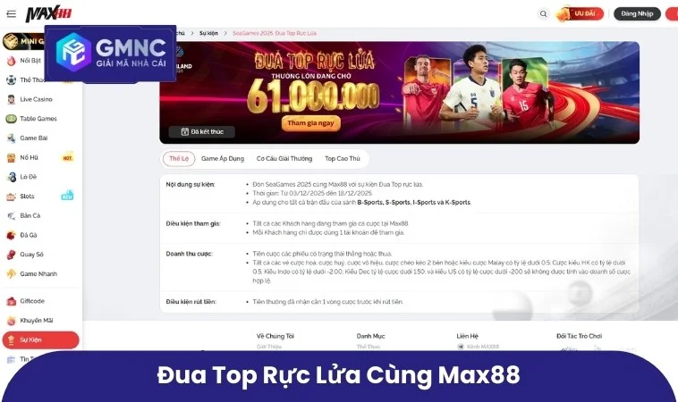 Khuyến Mãi Max88 – Trải Nghiệm Giải Trí Trọn Vẹn Và Bùng Nổ 2 Đua top rực lửa cùng Max88