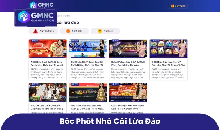 GMNC cũng tập trung bốc phốt các nhà cái kém uy tín